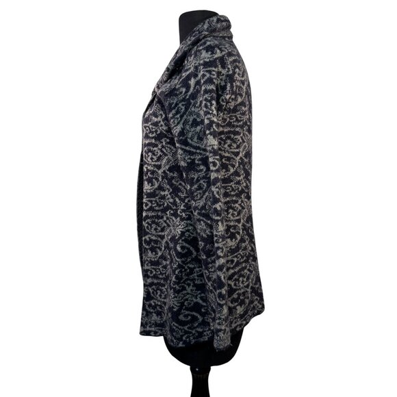 A. Ida Size Small Wool Blend Blue and Gray Pattern Cardigan Sweater - Picture 3 of 8